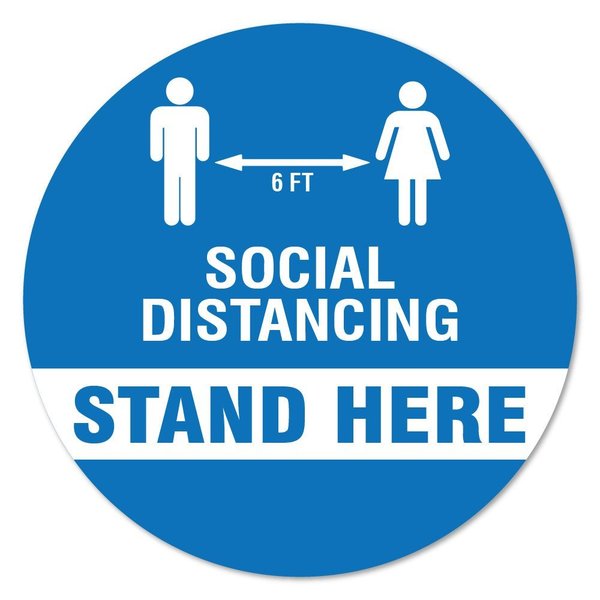 Signmission Stand Here Social Distancing Non-Slip Floor Graphic, 16" x 16", FD-X-16-99983 FD-X-16-99983